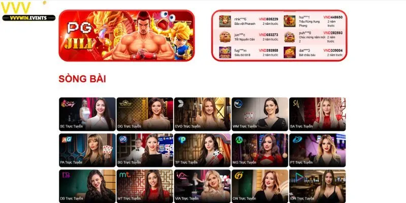 Sảnh casino VVVWIN live chân thực